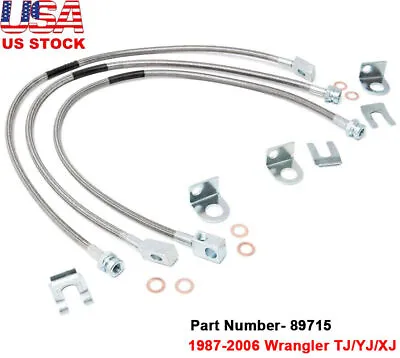 Stainless Steel Braided Brake Line Kit Fit Jeep TJ YJ XJ 1987-2006 Front Rear • $39.99