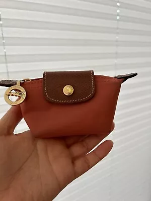 Longchamp Le Pliage Nylon Peach Zippered Coin Purse Used • $38