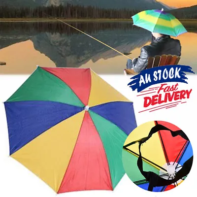 $11.49 • Buy Camping Rain Headwear Sun New Multicolor Portable Umbrella Hat Cap Fishing