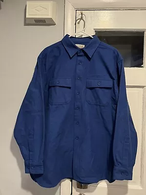 Vintage LL Bean Shirt Mens Large Heavy Chamois Shirt Flannel Button Down Blue • $30