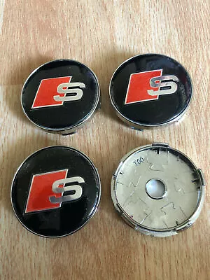 4 X 60 Mm S LINE Black Logo Alloy Wheel Center Caps Rim Caps Hub Caps For Audi • $19.99