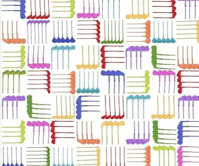 Loralie Design - Club Weave - White Quilting And Crafting Fabric With Golf Clubs • $12.99