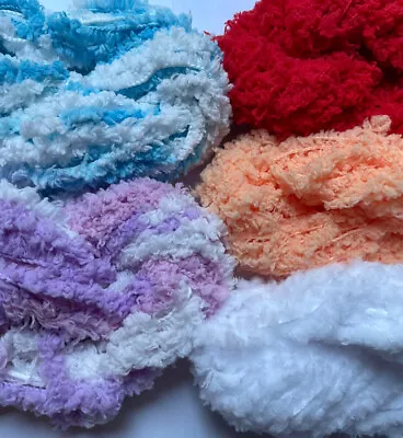 £3.69 • Buy Job Lot Bundle Yarn Wool Crafts Pom Pom Fancy Fluffy Eyelash 5x 10 Meters #59C