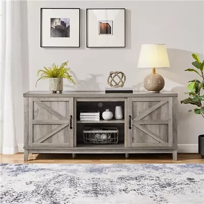 Industrial TV Stand For 65 Inch TV Entertainment Center With Storage Shelf Gray • $159.99