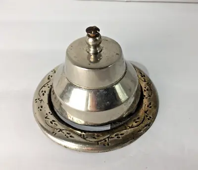 Vintage Hotel Counter Desk Service Bell Scroll Silver Tone Metal Working! • $14.99