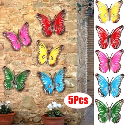 5Pcs Colorful Metal Butterfly Yard Garden Decor Outdoor Lawn Wall Art Decor • £6.48