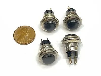 4 X Black Small N/O Momentary 12mm Push Button Switch Round 12v On Off G23 • $9.65