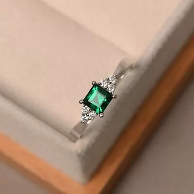 1.18 Ct Princess Natural Emerald Diamond  Ring 14K Solid White Gold Size 7 • $356