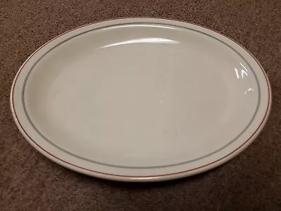 Sterling Vitrified China Red & Gray Stripe Platter East Liverpool Ohio USA 11x9 • $10