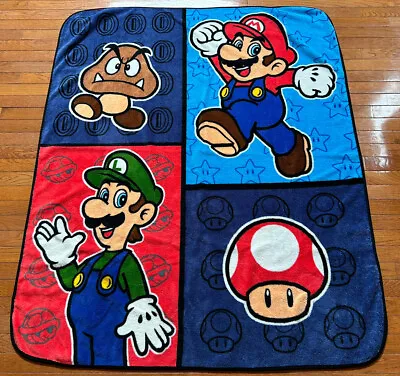 Nintendo Super Mario Brothers Throw Fleece Blanket Luigi Goomba Super Mush • $17.95