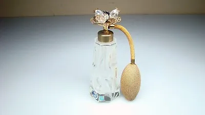 Ornate I.W. Rice Irice Vintage Perfume Bottle With Jeweled Filigree Top & Label • $59.99