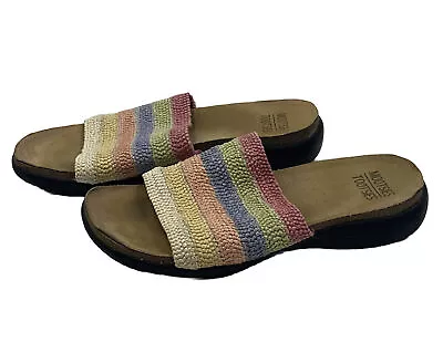 Mootsies Tootsies Woven Slide Sandals Multi-Colored Rainbow Women's Size 9 -Used • $9.99