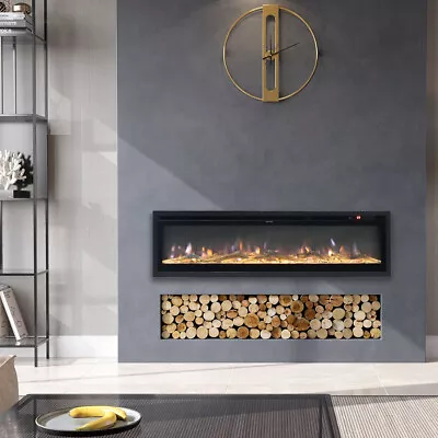 40/50/60/70/80/100 Inch Insert/ Wall Mounted LED Fireplace Electric Inset Fire • £159.95