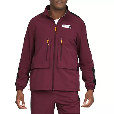 Puma Parquet Warm Up Full Zip Jacket Mens Burgundy Casual Athletic Outerwear 599 • $49.99