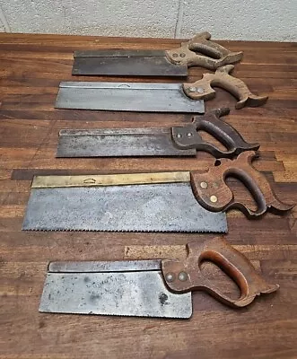 K81- 5 Antique Back Saws - Need Some TLC - OHIO SAW WORKS MARPLES ETC • $20.50