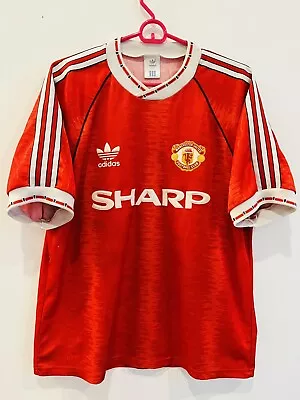 Manchester United 1990-92 Adidas Home Kit Large Football Shirt Jersey Authentic • $199.99
