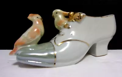 Vintage SHOE FIGURINE Planter With 3 COCKATOO Birds German? • $6.99