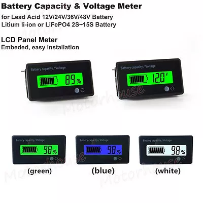 £8.05 • Buy LCD Lead Acid LiFePO4 Lithium Li-ion Battery Capacity Level Indicator Voltmeter
