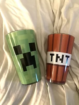 Officially Licensed Minecraft Video Game Green Creeper And TNT Drinking Glasses • $6