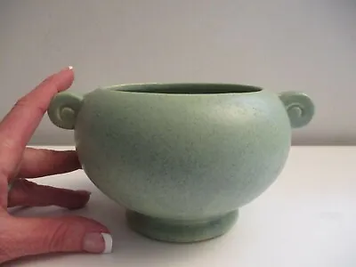 Vintage 1960 Floraline McCoy Pottery Green Handled Bowl Vase Planter Nice Piece! • $49.99