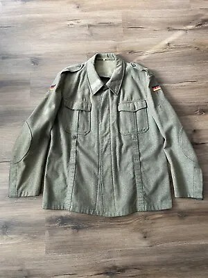 German Army Olive Officers Wool Military Jacket NATO Coat Size 44 / Large • $35