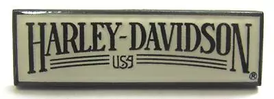 $14.95 • Buy 11704 Harley Davidson Pin Badge Rectangle Black & White Word Motorcycle Bike