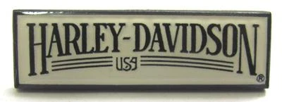 $14.95 • Buy 11704 Harley Davidson Pin Badge Rectangle Black & White Word Motorcycle Bike