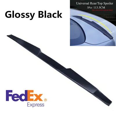 Universal 3Pcs 113.5CM PU Glossy Black Car Rear Roof Top Spoilers DIY Refit Wing • $42.22