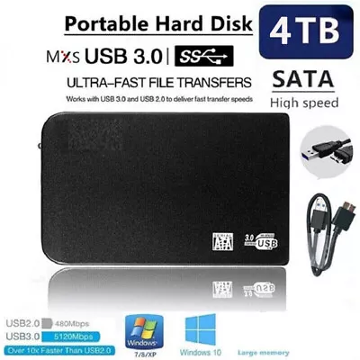 Portable 2.5in 4TB HDD External Hard Drive Enclosure USB 3.0 SATA Disk • $32.88