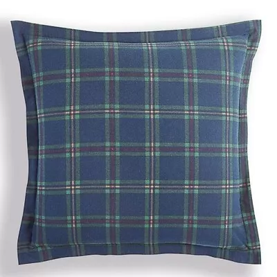 MARTHA STEWART COLLECTION Navy Plaid Holiday Flannel Sham European • $44