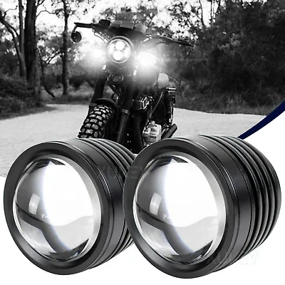 £16.99 • Buy Driving Fog Spot Lights Round Dual-Color LED Motorcycle Motorbike Headlight Lamp
