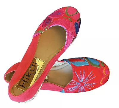 Mexican  Embroidered Shoes Red Womens Shoes Womens Embroidered Shoes Red Flat • $29.99