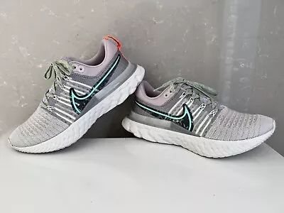 NIKE React Infinity Flyknit Womens US 8 White/Aqua/Purple RRP $160 Barely Worn • $70