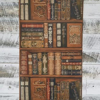 Illusions Bookcase Antique Jewel Tone Library Book Shelf Wallpaper LL29570 • $7.50