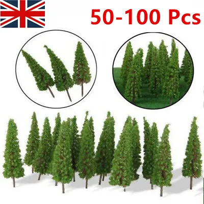 Set Of 100 Conifer Trees - 55mm- Suitable For N/OO Gauge Model Railways Model UK • £12.95