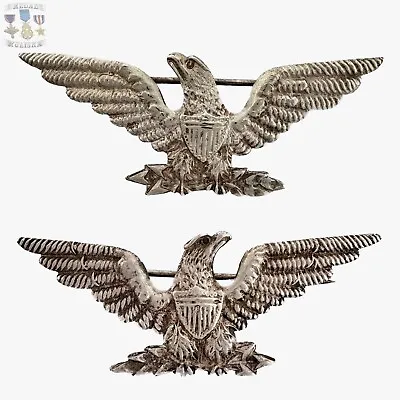 Wwi Large Us Army Usmc Colonel Eagles 🦅 Insignia 2” Silver Bullion Pattern Ww1 • $249.99