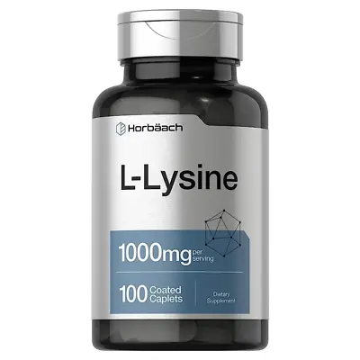 L-Lysine 1000Mg | 100 Coated Caplets | Free Form Dietary Supplement | Vegetarian • $10.60