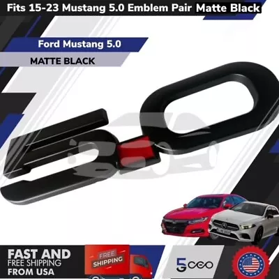 2015-2021 Mustang GT Ford OEM 5.0 MATTE BLACK Fender Side Emblems • $14.99