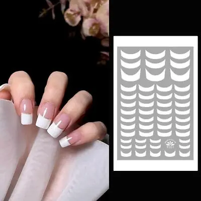 ❁Nail Art Stickers Decals WHITE French Line Nail Tips Stencils Mani Manicure❁ • $1.07