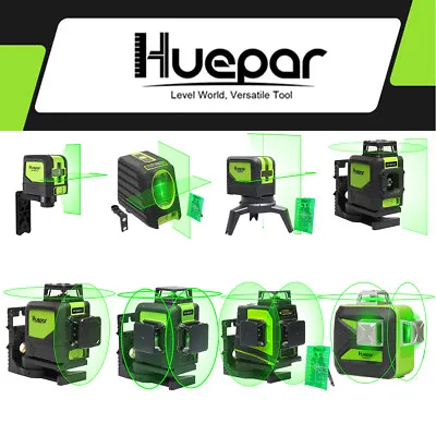 Huepar Green Laser Level DIY & Professional Level 3D 360 Rotary 2 5 8 12 Lines • £149.99