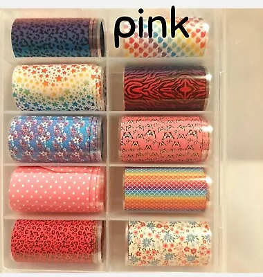 Foil Nail Art Transfer Box  Set 10 Pieces Mix Autumn Winter • $9.99