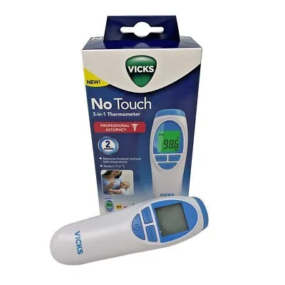 Vicks No Touch 3-in-1 Thermometer Measures Forehead Food And Bath Temperatures • $15.99