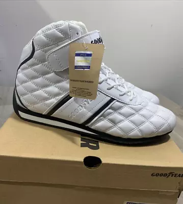 Goodyear Men's Size US 9 - Clutch Strap Lace Up Racing  White Sneakers GY103-7 • $55