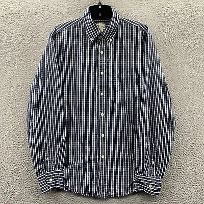 J Crew Shirt Mens Medium Button Up Plaid Long Sleeve Tailored Fit Blue • $12.95