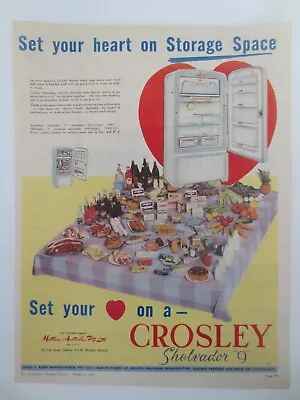 Vintage Australian Advertising 1954 Ad CROSLEY SHELVADOR 9 REFRIGERATOR Fridge 2 • $16.95