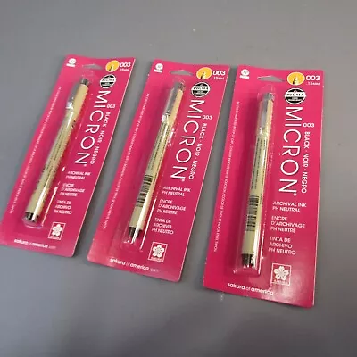 Sakura Pigma Micron Pen 003 .15mm Black Lot Of 3 NEW • $17.99