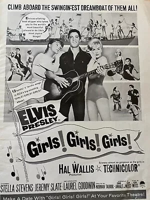 Elvis Presley Girls Girls Girls Full Page Vintage Promotional Ad • $3.99