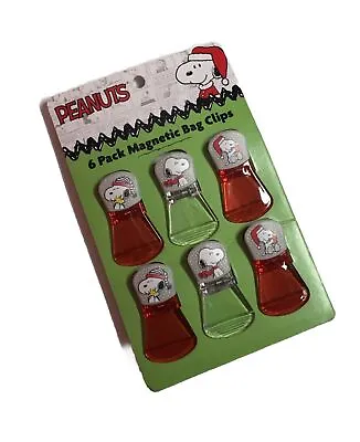 PEANUTS SNOOPY CHRISTMAS 🎄Magnetic BAG CLIPS Chips Memos Snacks 6 Packs NWT • $13.96