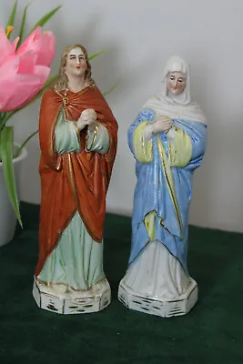 Antique Pair Johannes And Magdalena Porcelain Figurine Statue  • $97.50