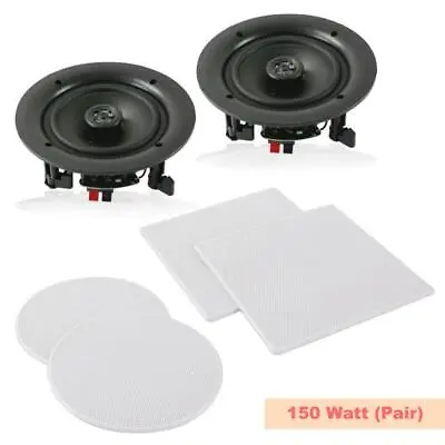 Home Coaxial Speakers 5.25 In-Wall In-Ceiling 2-Way Square Grills 150 Watts PAi • £44.90